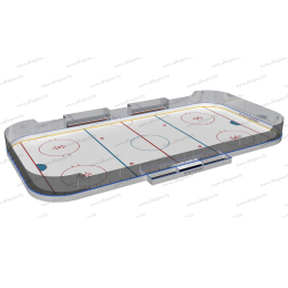 Двойной хоккейный борт с защитным ограждением из акрила без стоек 60×30, 60×26, 60×28, 56×28, 56×26 м