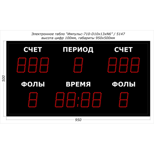 Табло для баскетбола Импульс-710-D10x13xN6