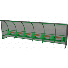 Bench with canopy and tables