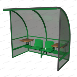 Скамья с навесом и столиками