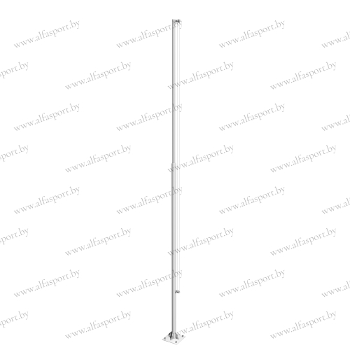 The flagpole is welded and concreted